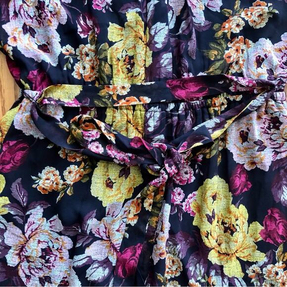 DR2 Floral Lined Sleeveless Belted Elasticized Waist Maroon Dress Women’s Size S - Picture 13 of 13